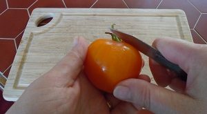 éplucher les tomates position de départ