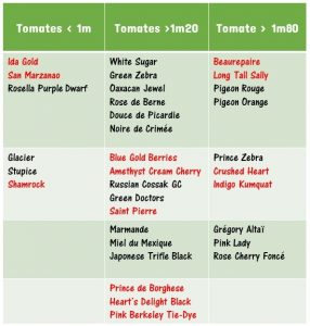 classification des variétés pour preparer la plantation des tomates